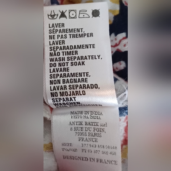 Antik Batik M/40 Navy Andre Dress 100% Cotton Long Sleeve Buttons Ruffles - Picture 6 of 16